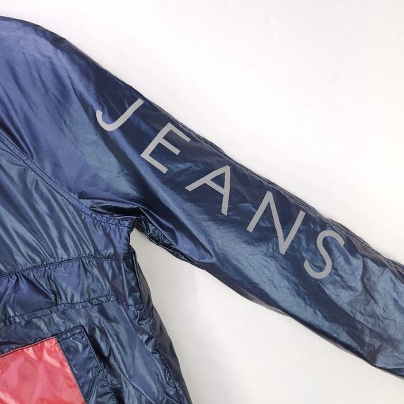 Tommy Jeans Windbreaker Hoodie Jacket Womens Medium Pocket Half Zip Oversized - Picture 9 of 16